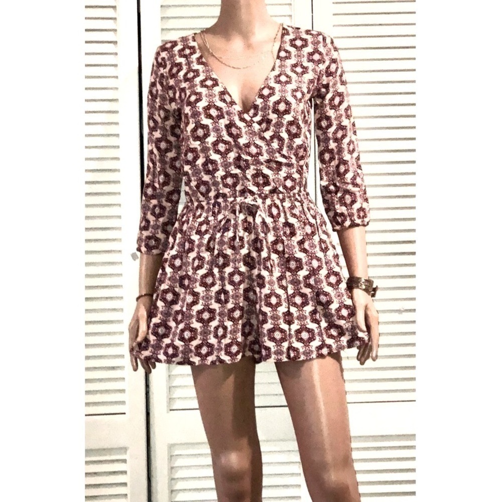 Hollister Pink Long sleeve Romper Small